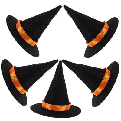 Beatifufu 5Pcs Mini Halloween Witch Hats for Wine Bottles Cute Party Hat Decorations for Halloween Home Decor and Festive Scene Layouts
