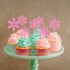 24Pcs Glitter Pink Snowflake Cupcake Topper Winter Frozen Snowflake Decors view 3