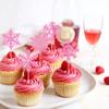 24Pcs Glitter Pink Snowflake Cupcake Topper Winter Frozen Snowflake Decors view 4