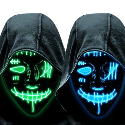2PACK Halloween Led Mask Light Up Scary Mask Purge Mask with 3 Lighting Modes for Halloween Cosplay Costume.
