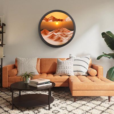 Mtadmai 17.3" Moving Sand Art, 3D Sand Art Pictures Deep Sea Sandscape Living Room Decoration, 360 Rotate, Glass Crafts Solid Wood Frame, Relaxing Mood Home Office Work Wall Art Decor