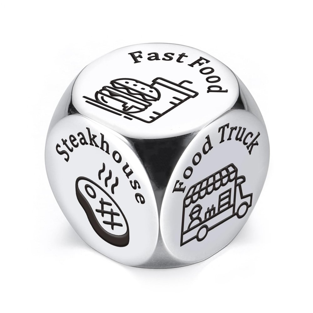 11 yeare Anniversary Steel Gifts for Boyfriend Girlfriend Him Her Food Date Night Decision Dice for Couples Foodie Dice Makers Gifts for Women Men Valentines Birthday Christmas Wedding Gift Ideas