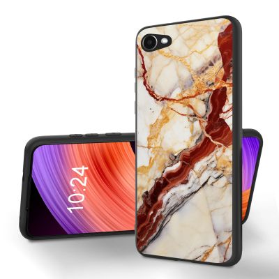 Tudguiloae for Orbic Joy RC608L Phone Case - Soft TPU Material, Ultra-Thin Soft Silicone, Anti-Slip, Shockproof, Precise Lens Protection, Red and Gold Marble Design