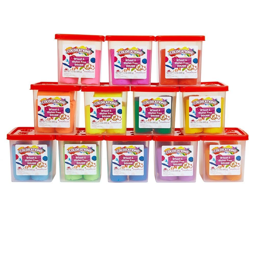Colorations Wheat & Gluten Free Primary and Neon Color Dough 1.5lbs ea | Non-Toxic, Play Dough, Bulk Set, Sensory Kit, Party Favors, Classroom Pack