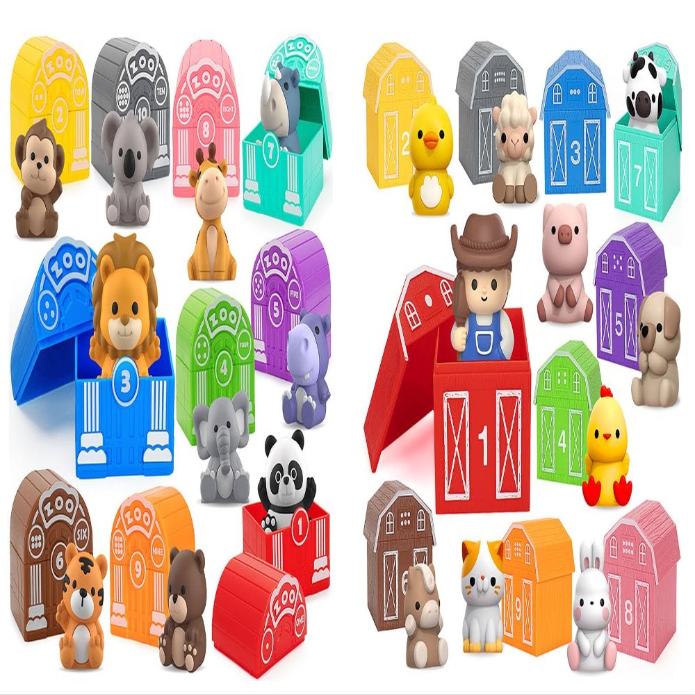 Aigybobo Learning Toys for 1,2,3 Year Old Toddlers, 40Pcs Animals Toys Montessori Counting, Matching & Sorting Fine Motor Games, Christmas Birthday Easter Gift for Baby Boys Girls Age 12-18 Months