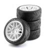 Chanmoo 1/8 RC On Road Car Tires and Wheels Rims 17mm Hex 103mm Rubber Rally Tyres for 1:8 Scale RC On-Road Racing Car HPI WR8 HSP Hobao ARRMA Redcat Losi Kyosho VRX RC Rally Drift Car 4PCS (White) view 1