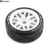 Chanmoo 1/8 RC On Road Car Tires and Wheels Rims 17mm Hex 103mm Rubber Rally Tyres for 1:8 Scale RC On-Road Racing Car HPI WR8 HSP Hobao ARRMA Redcat Losi Kyosho VRX RC Rally Drift Car 4PCS (White) view 3