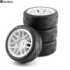 Chanmoo 1/8 RC On Road Car Tires and Wheels Rims 17mm Hex 103mm Rubber Rally Tyres for 1:8 Scale RC On-Road Racing Car HPI WR8 HSP Hobao ARRMA Redcat Losi Kyosho VRX RC Rally Drift Car 4PCS (White) view 4