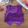 Alvivi Kids Boys Polka Dots Sequined Vest Waistcoat Hip Hop Choir Jazz Dance Top Performance Costume Purple 7-8 Years view 4