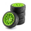 Chanmoo 1/8 RC On Road Car Tires and Wheels Rims 17mm Hex 103mm Rubber Rally Tyres for 1:8 Scale RC On-Road Racing Car HPI WR8 HSP Hobao ARRMA Redcat Losi Kyosho VRX RC Rally Drift Car 4PCS (Green) view 1