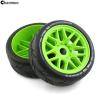 Chanmoo 1/8 RC On Road Car Tires and Wheels Rims 17mm Hex 103mm Rubber Rally Tyres for 1:8 Scale RC On-Road Racing Car HPI WR8 HSP Hobao ARRMA Redcat Losi Kyosho VRX RC Rally Drift Car 4PCS (Green) view 3