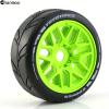 Chanmoo 1/8 RC On Road Car Tires and Wheels Rims 17mm Hex 103mm Rubber Rally Tyres for 1:8 Scale RC On-Road Racing Car HPI WR8 HSP Hobao ARRMA Redcat Losi Kyosho VRX RC Rally Drift Car 4PCS (Green) view 4