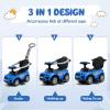 OLAKIDS 4 in 1 Ride on Push Car, Toddlers Stroller Sliding Walking Toy with Horn, Music, Lights, Removable Guardrails and Handle, Underneath Storage, Baby Foot-to-Floor Walker for Boys Girls (Navy) view 3