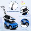 OLAKIDS 4 in 1 Ride on Push Car, Toddlers Stroller Sliding Walking Toy with Horn, Music, Lights, Removable Guardrails and Handle, Underneath Storage, Baby Foot-to-Floor Walker for Boys Girls (Navy) view 4