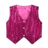 Alvivi Kids Boys Polka Dots Sequined Vest Waistcoat Hip Hop Choir Jazz Dance Top Performance Costume Rose Red 9-10 Years view 1