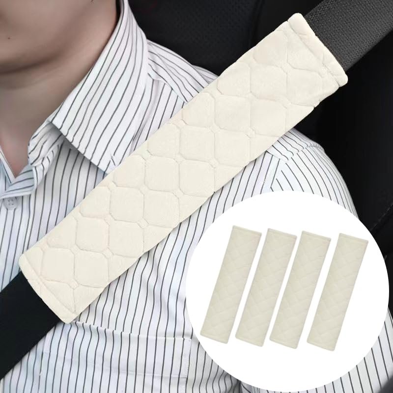 4 Pcs Plush Car Seat Belt Covers Cotton Car Safety Seat Belt Straps Shoulder Pads Seatbelt Cover for Kids Adults Soft Car Seat Strap Pads Covers Seatbelt Protector for Stroller Belts Backpack Strap