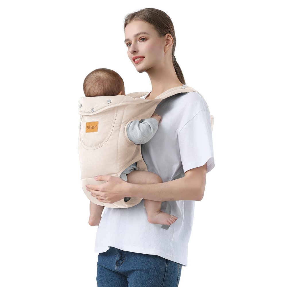 Shiaon Baby Carrier Newborn to Toddler(7-30lbs), Toddler Carrier Baby Holder Carrier with Adjustable Shoulder Strap, Chest Carriers, Beige