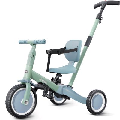 newyoo Toddler Tricycle with Push Handle for 1-3 Year Old, Toddler Bike, Birthday Gifts and Toys for Boys and Girls, 5 in 1 Kids Trike, Convert to Baby Balance Bike, Green, TR007