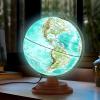 JOWHOL Illuminated Globe of the World with Wooden Stand, 8'' World Globe for Kids & Adults' Learning Built-in LED Night Light, Home Office Classroom Decor Geography Gifts(Elegant Turquoise) view 1