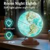 JOWHOL Illuminated Globe of the World with Wooden Stand, 8'' World Globe for Kids & Adults' Learning Built-in LED Night Light, Home Office Classroom Decor Geography Gifts(Elegant Turquoise) view 4