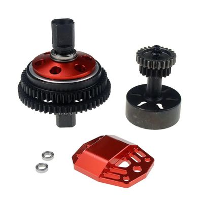 FLMLF Alloy 2 Speed Transmission Gear with Clutch Bell Kit for 1/5 Losi 5ive T Rovan Lt Kingmotor X2 Truck RC CAR Parts (Red)