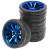ShareGoo OD 2.55" Rubber Tires w/Plastic Wheel Rims 12mm Hex Compatible with HSP Tamiya Kyosho Traxxas Sakura WLtoys 1/10 RC On Road Racing Touring Car (Blue) view 1