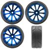 ShareGoo OD 2.55" Rubber Tires w/Plastic Wheel Rims 12mm Hex Compatible with HSP Tamiya Kyosho Traxxas Sakura WLtoys 1/10 RC On Road Racing Touring Car (Blue) view 3