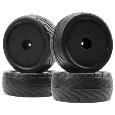 4Pack ShareGoo RC 85mm/3.34" Rubber Tires Front Rear Tyres 12mm Hex Wheel Compatible with Redcat HPI HSP Kyosho 1/10 RC Off-Road Car Buggy (Black)