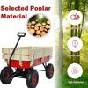 TKEEAC All Terrain Wagons for Kids Wagon with Removable Wooden Side Panels, Garden Wagon with Steel Wagon Bed, Folding Wagons for Kids/Pets with Pneumatic Tires, Red view 4