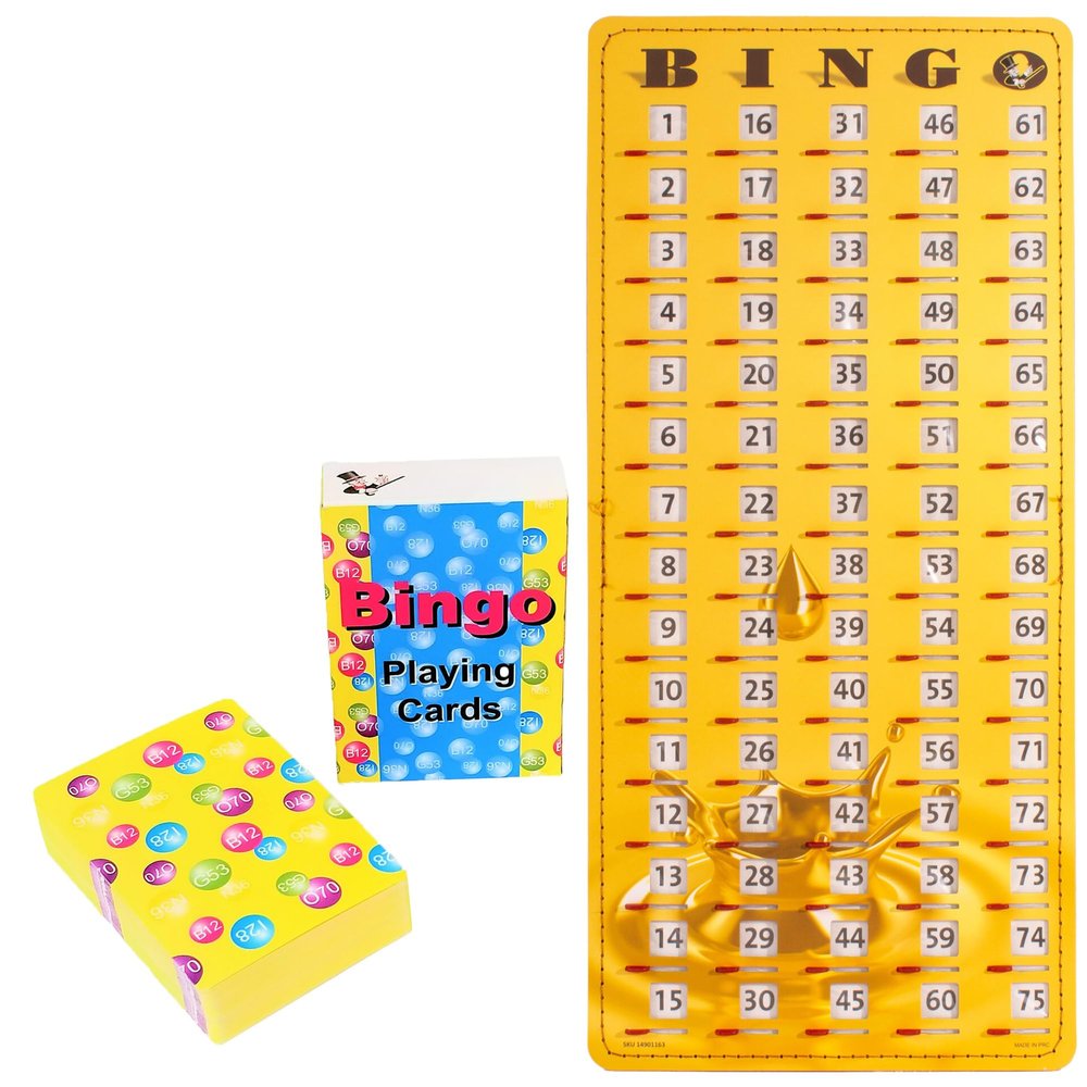 MR CHIPS Jam-Proof Gold Rush Master Board Bingo Card Slide with Shutters Plus Deck of Calling Cards