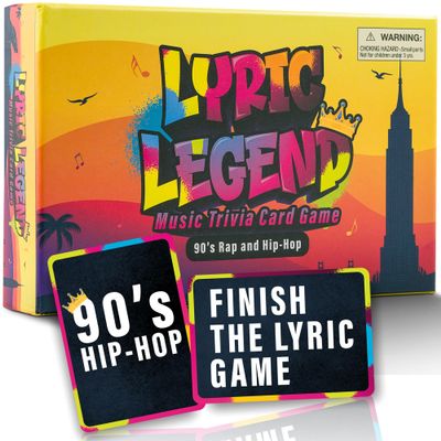 Lyric Legend 90s Hip-Hop and Rap Music Trivia Game Collection  Expandable Multi-Deck Finish The Lyrics Party Game Set for Game Night, Families & Groups - 3 Games in One Box!