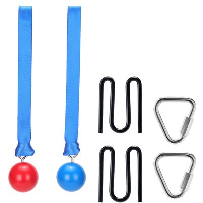 2 Wooden Balls for Monkey Line, Gorilla Line and Ninja Warrior Obstacle Courses  Complete Expansion Kit with Durable Buckles, Carabiners, Easy Installation, Safe Secure Training Equipment (Grey)