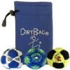 DIRTBAG Lover Footbag 3-Pack with Pouch, Includes Three Original and Unique Premium Quality Hand Sewn Footbags and Carry Pouch. (Blue/White, Blue, Neon/Black, Blue Pouch) view 1