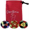 DIRTBAG Lover Footbag 3-Pack with Pouch, Includes Three Original and Unique Premium Quality Hand Sewn Footbags and Carry Pouch. (Multi-Color, Red, Rasta, Red Pouch) view 1