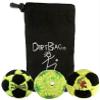 DIRTBAG Lover Footbag Kicking Sack 3-Pack with Pouch, Includes Three Original and Unique Premium Quality Hand Sewn Footbags and Carry Pouch. (Neon/Black, Neon, FLR/Black, Blk Pouch) view 1