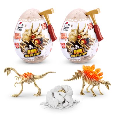 Robo Alive Mini Dino Fossil Find (2 Pack, Gigantoraptor & Stegosaurus) by ZURU Boys 5+ Dig and Discover, STEM, Excavate Prehistoric Fossils, Educational Toys, Great Science Kit Gift for Girls and Boy