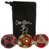 DIRTBAG Lover Footbag 3-Pack with Pouch, Includes Three Original and Unique Premium Quality Hand Sewn Footbags and Carry Pouch. (Red/Black, Red, Red/Grey, Blck Pouch) view 1