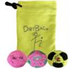 DIRTBAG Lover Footbag 3-Pack with Pouch, Includes Three Original and Unique Premium Quality Hand Sewn Footbags and Carry Pouch. (Magenta, Magenta, Neon/Black, Neon Pouch) view 1