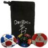 DIRTBAG Lover Footbag 3-Pack with Pouch, Includes Three Original and Unique Premium Quality Hand Sewn Footbags and Carry Pouch. (Red/White/Blue, Rainbow, Red/Grey, Blck Pouch) view 1