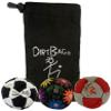 DIRTBAG Lover Footbag 3-Pack with Pouch, Includes Three Original and Unique Premium Quality Hand Sewn Footbags and Carry Pouch. (Black/White, Rainbow, Red/Grey, Blk Pouch) view 1