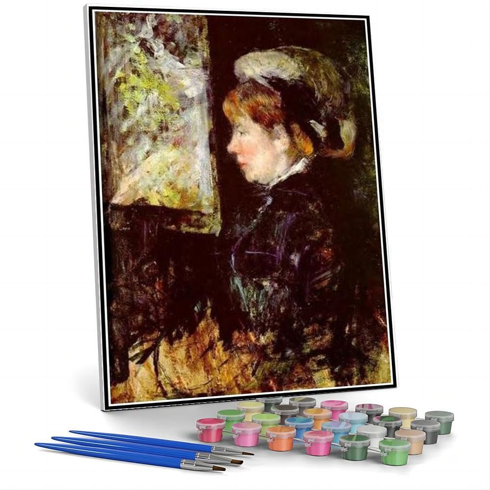 DIY Oil Painting Kit,The Visitor Painting by Mary Stevenson Cassatt Paint by Numbers Kit for Kids and Adults