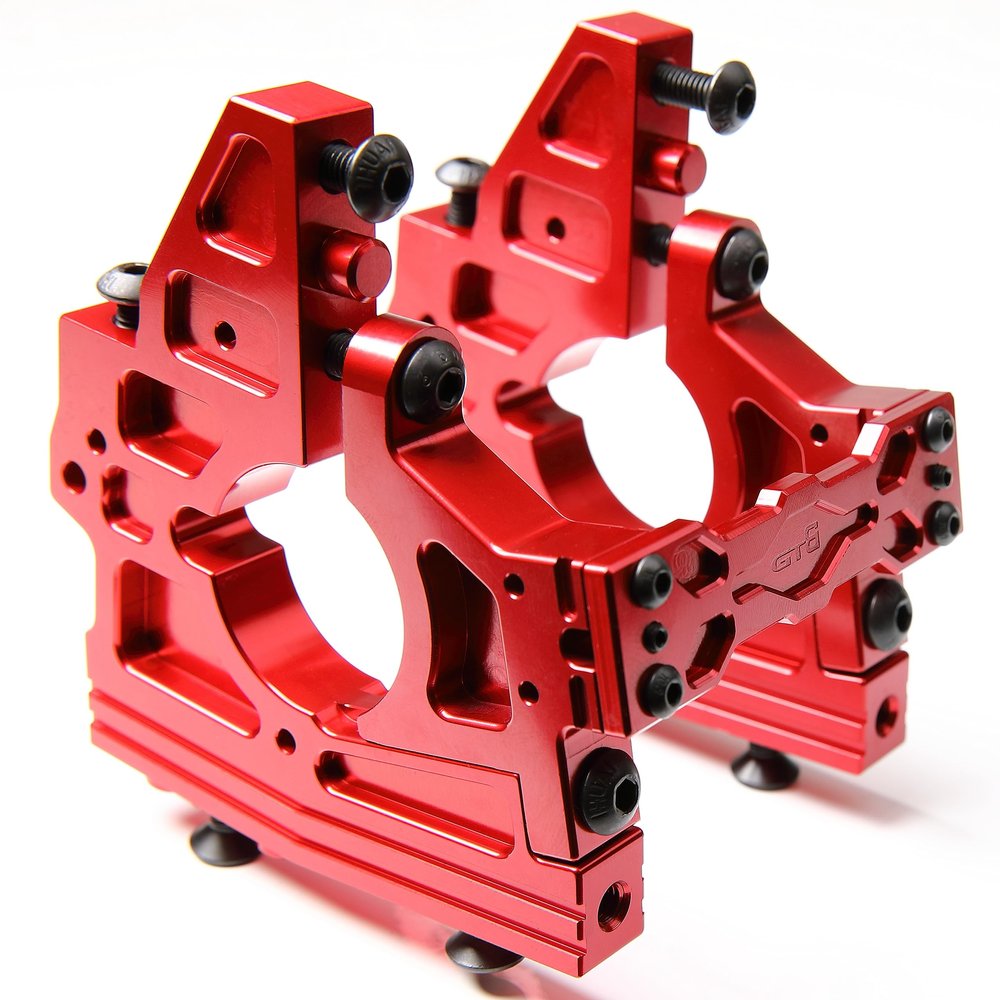 GTBRacing CNC Aluminum Front & Rear Metal Center Diff Differential Bracket Set for 1/5 RC Car Losi DBXL DBXL-E 1.0/2.0 MTXL Upgrade Part (Front Red)