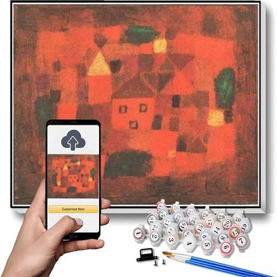 DIY Oil Painting Kit,Landscape with Sunset Painting by Paul Klee Paint by Numbers Kit for Kids and Adults