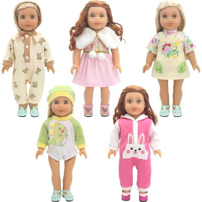 SOTOGO 5 Sets Doll Clothes Outfits Jumpsuits for 14 to 16 Inch New Born Dolls, American 18 Inch Dolls Clothes and Accessories