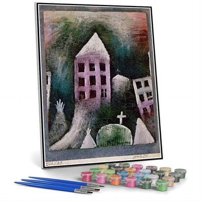 DIY Oil Painting Kit,Destroyed Place Painting by Paul Klee Paint by Numbers Kit for Kids and Adults