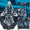 ARUOHHA Hollow DND Metal Dice Set Black Blue Dragons D and D Dice with Gift Box, Role Playing Games Dungeons Polyhedral Dice D20 D12 D10 D8 D6 D4 view 2