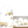 Round Top Construction Theme Arch Backdrop Cover for Birthday Party Decoration,4x7ft Double Sided Engineering Vehicle Background DIY Fabric Cover GX-1458 view 1