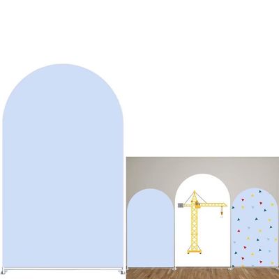 Round Top Construction Theme Arch Backdrop Cover for Birthday Party Decoration,3x5ft Double Sided Engineering Vehicle Background DIY Fabric Cover GX-1455