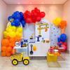 Round Top Construction Theme Arch Backdrop Cover for Birthday Party Decoration,3x5ft Double Sided Engineering Vehicle Background DIY Fabric Cover GX-1455 view 4