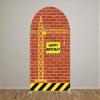 FiVan Arch Backdrop Cover Construction Tower Crane Theme Bilayer Round Top Background for Baby Birthday Party Decoration view 2